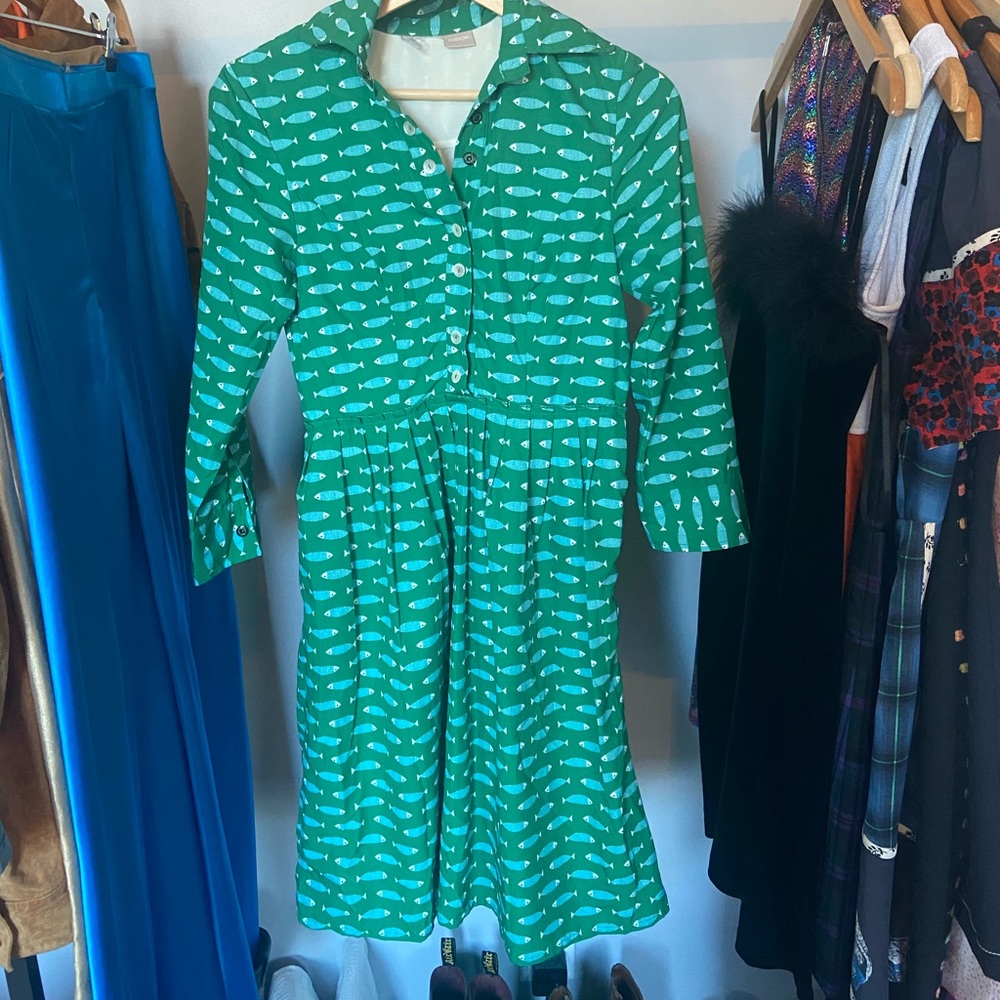 custom made fish print work dress